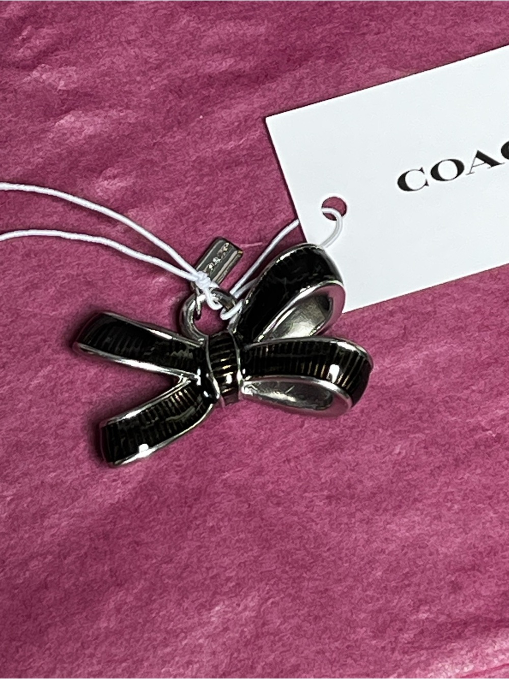 Coach NWT Bow Charm w/ dustbag & choice of chain